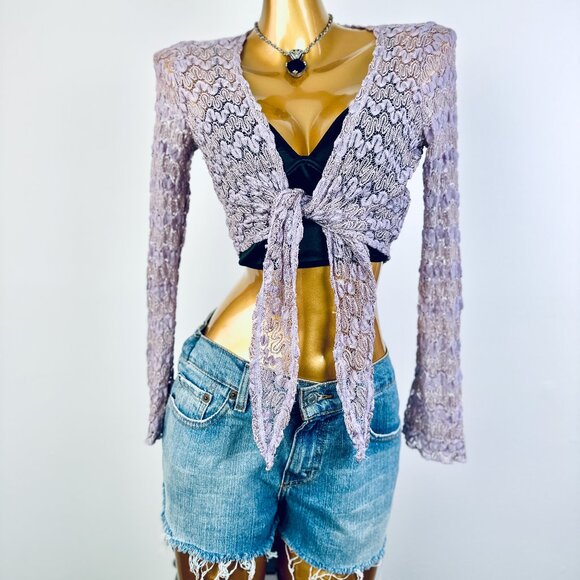 Vintage 90s grunge cropped knit sweater top - Picture 1 of 8